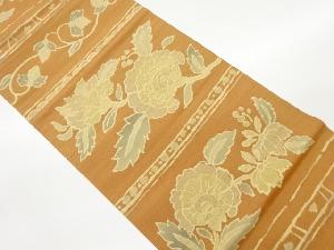 手織り紬唐花模様織出し洒落袋帯